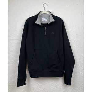 Champion Black Quarter Zip Sweatshirt Pullover Mens Small Authentic Athleticwear